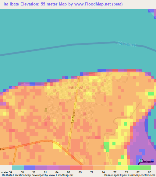 Ita Ibate,Argentina Elevation Map