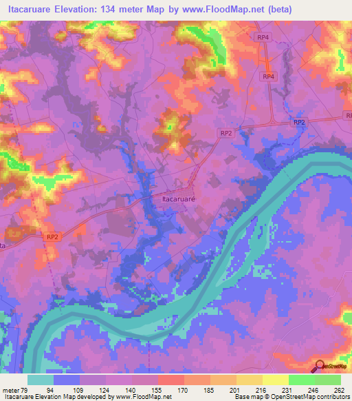 Itacaruare,Argentina Elevation Map
