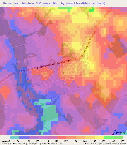 Itacaruare,Argentina Elevation Map