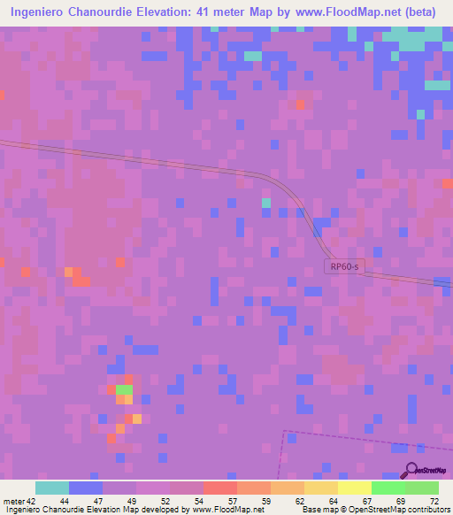 Ingeniero Chanourdie,Argentina Elevation Map