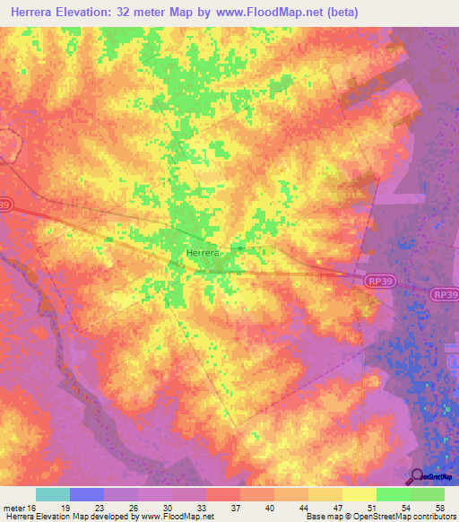 Herrera,Argentina Elevation Map