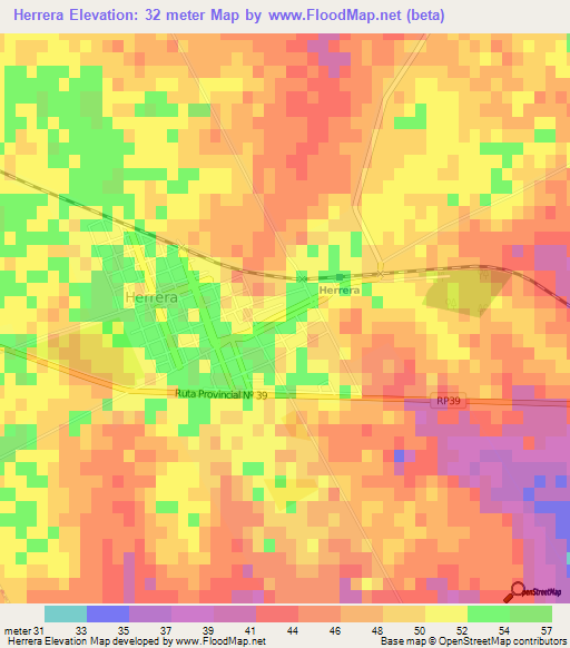 Herrera,Argentina Elevation Map