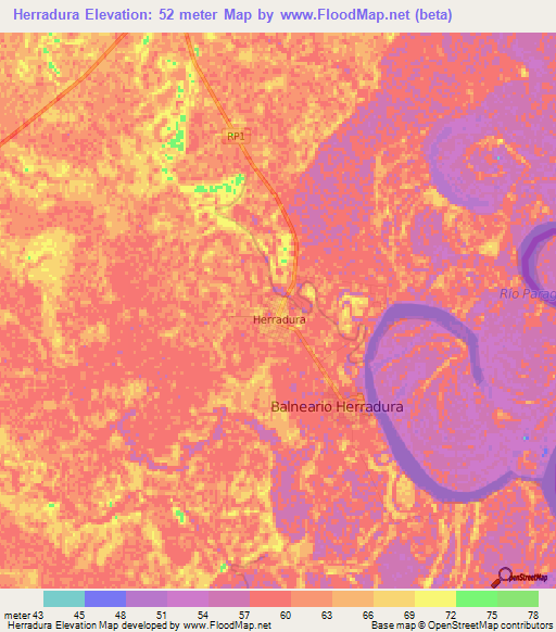 Herradura,Argentina Elevation Map
