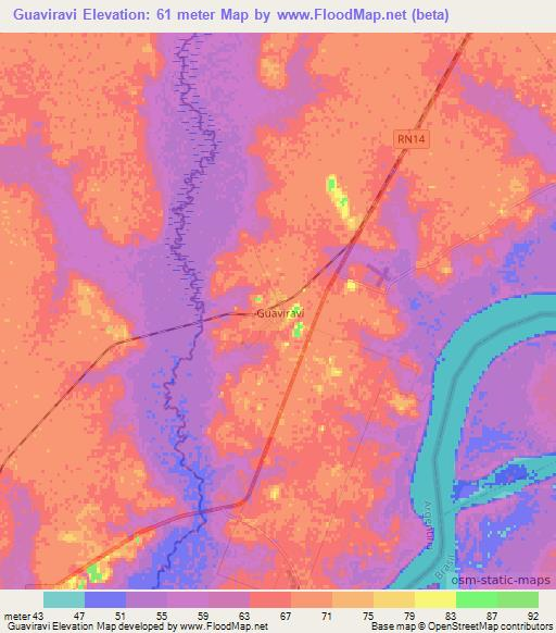 Guaviravi,Argentina Elevation Map