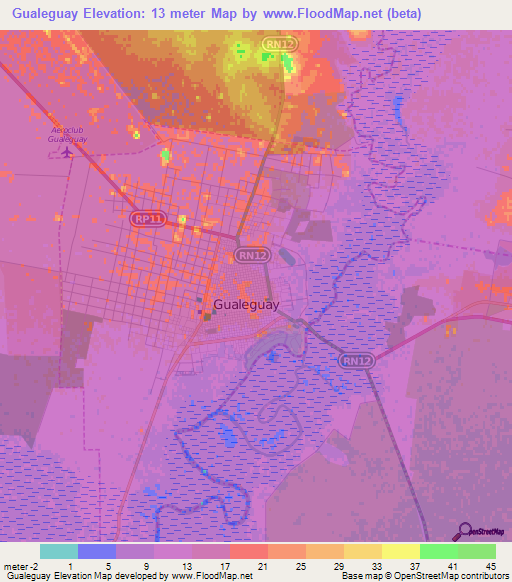 Gualeguay,Argentina Elevation Map