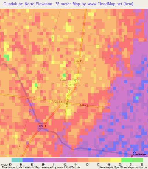 Guadalupe Norte,Argentina Elevation Map