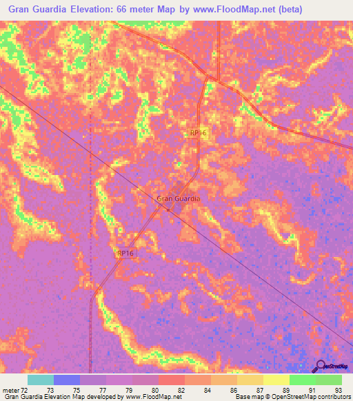 Gran Guardia,Argentina Elevation Map