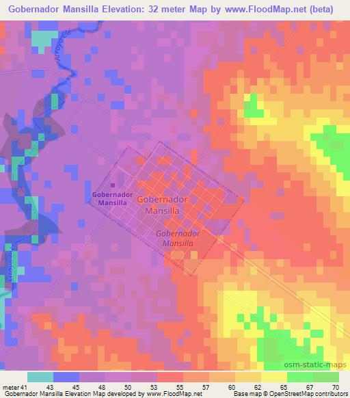 Gobernador Mansilla,Argentina Elevation Map