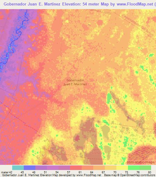 Gobernador Juan E. Martinez,Argentina Elevation Map