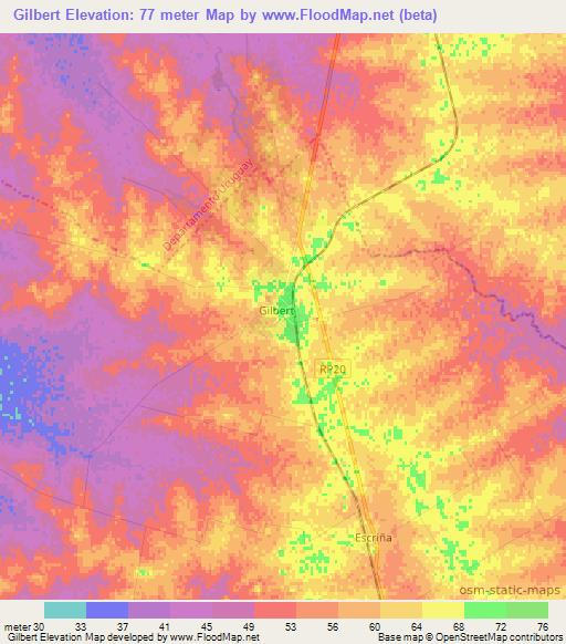 Gilbert,Argentina Elevation Map