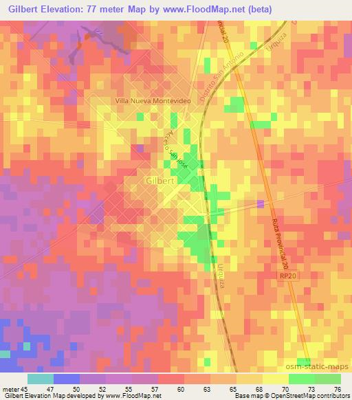 Gilbert,Argentina Elevation Map