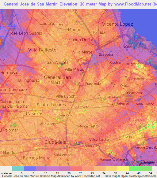 General Jose de San Martin,Argentina Elevation Map