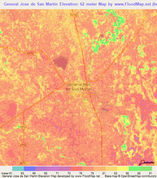 General Jose de San Martin,Argentina Elevation Map