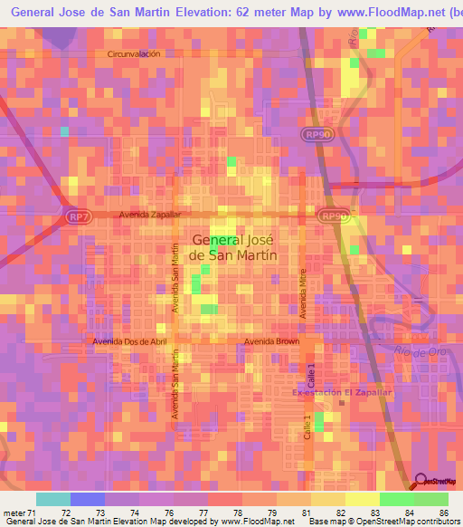 General Jose de San Martin,Argentina Elevation Map