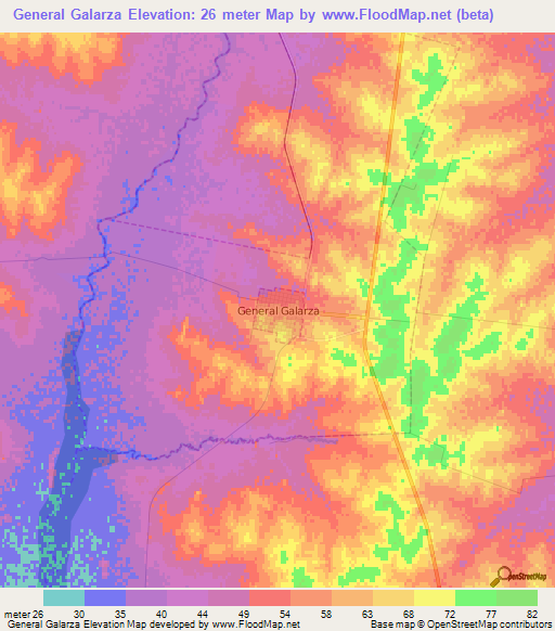 General Galarza,Argentina Elevation Map