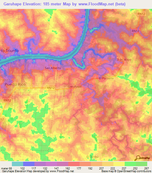 Garuhape,Argentina Elevation Map