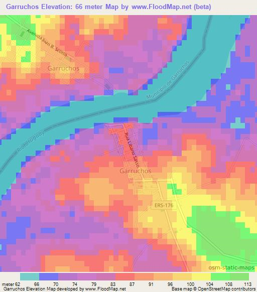 Garruchos,Argentina Elevation Map