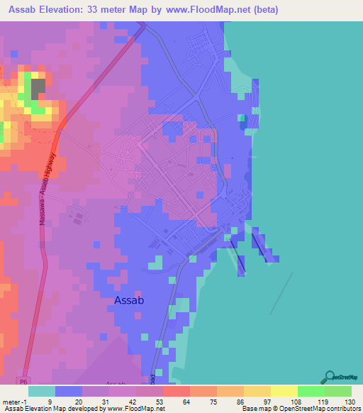Assab,Eritrea Elevation Map