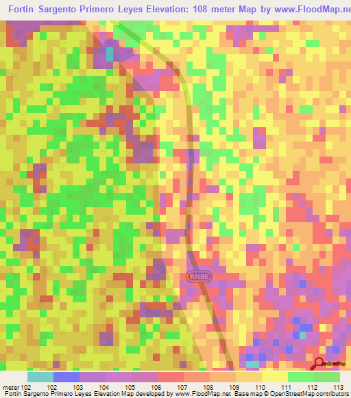 Fortin Sargento Primero Leyes,Argentina Elevation Map