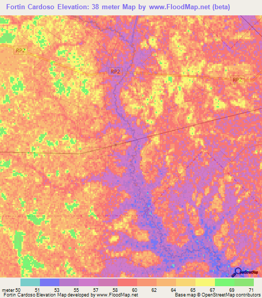 Fortin Cardoso,Argentina Elevation Map