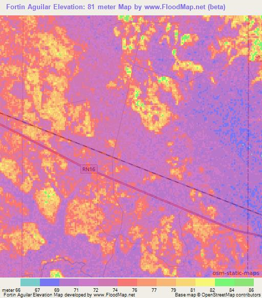 Fortin Aguilar,Argentina Elevation Map