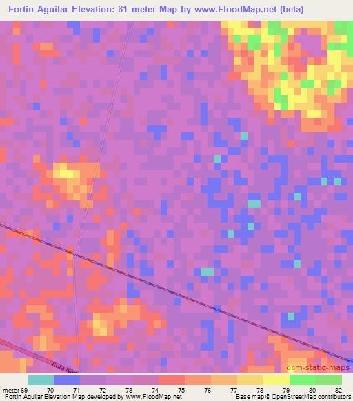 Fortin Aguilar,Argentina Elevation Map
