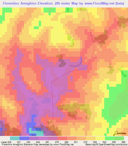 Florentino Ameghino,Argentina Elevation Map