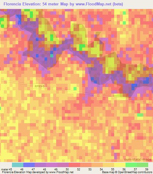 Florencia,Argentina Elevation Map