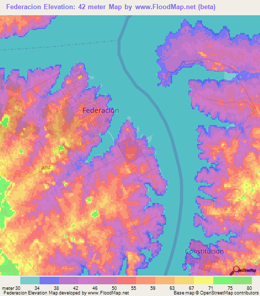 Federacion,Argentina Elevation Map