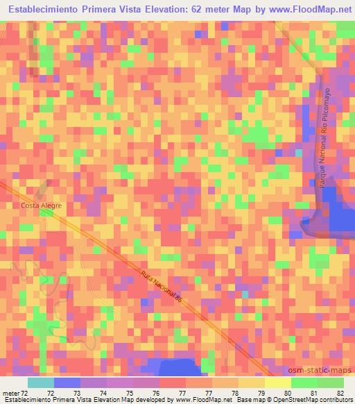 Establecimiento Primera Vista,Argentina Elevation Map