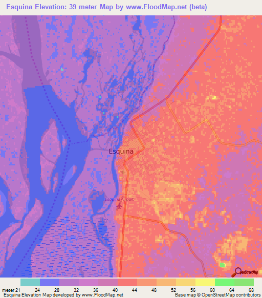 Esquina,Argentina Elevation Map
