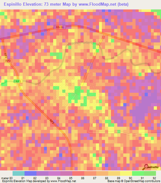 Espinillo,Argentina Elevation Map