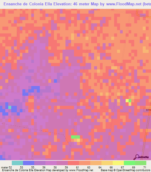 Ensanche de Colonia Ella,Argentina Elevation Map