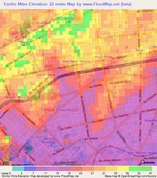 Emilio Mitre,Argentina Elevation Map