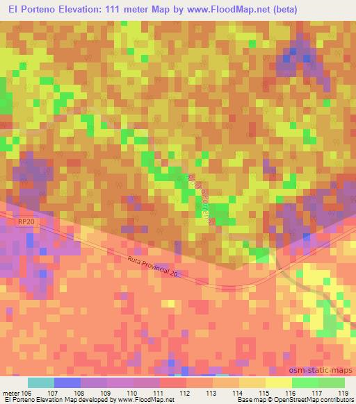 El Porteno,Argentina Elevation Map