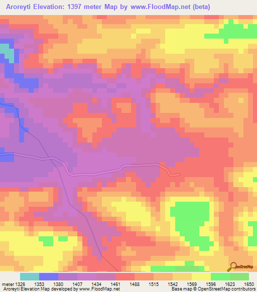 Aroreyti,Ethiopia Elevation Map