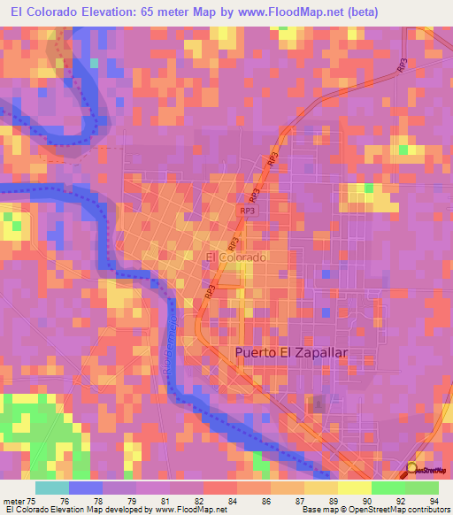 El Colorado,Argentina Elevation Map