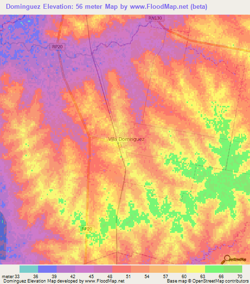 Dominguez,Argentina Elevation Map