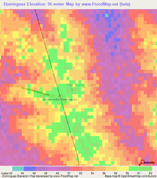 Dominguez,Argentina Elevation Map