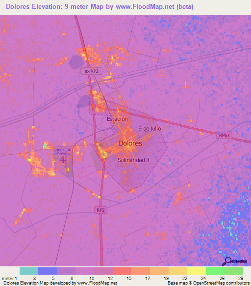 Dolores,Argentina Elevation Map