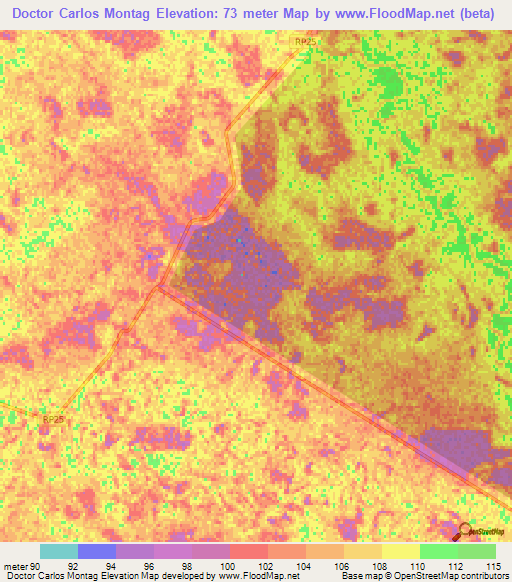 Doctor Carlos Montag,Argentina Elevation Map
