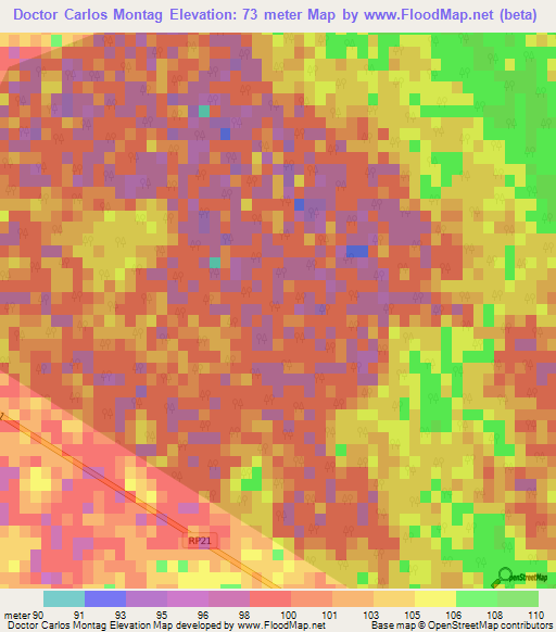 Doctor Carlos Montag,Argentina Elevation Map