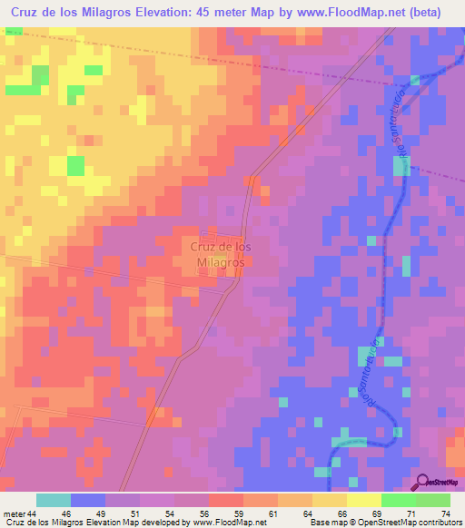 Cruz de los Milagros,Argentina Elevation Map