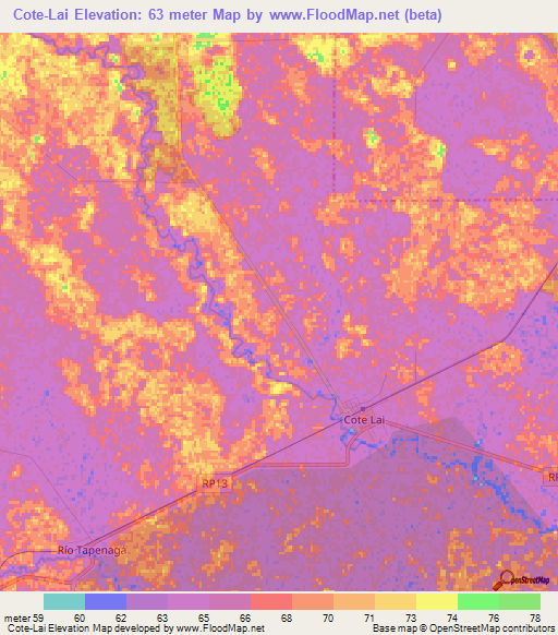 Cote-Lai,Argentina Elevation Map