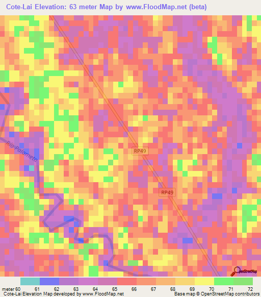 Cote-Lai,Argentina Elevation Map