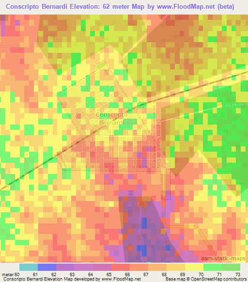 Conscripto Bernardi,Argentina Elevation Map