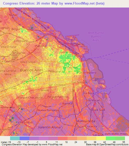 Congreso,Argentina Elevation Map