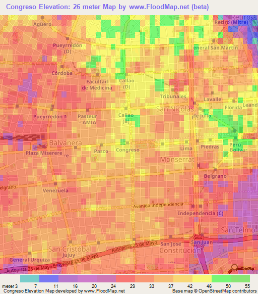 Congreso,Argentina Elevation Map