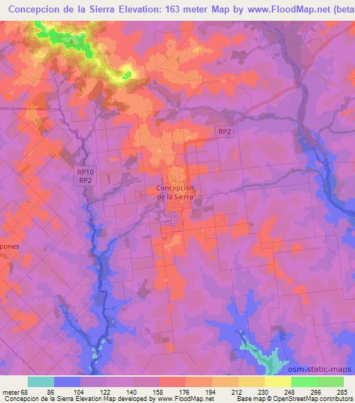 Concepcion de la Sierra,Argentina Elevation Map