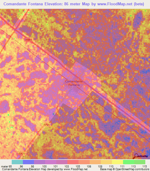 Comandante Fontana,Argentina Elevation Map